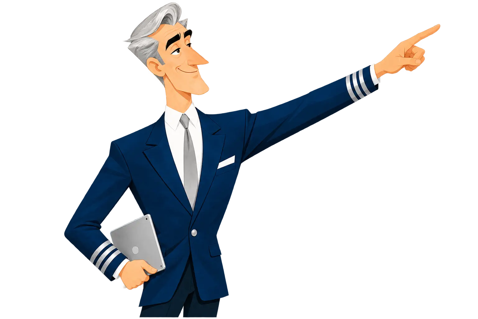 Captain Dave pointing along a flight path